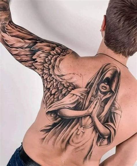 guardian angel chest tattoo|male beautiful guardian angel.